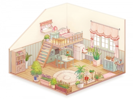 Flower Room - bed, girls room, cute, room, orginal, flower, pink, indoor