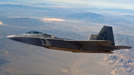 F22 Flying by Area 51 - area 51, aliens, plane, military