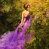 Beauty in purple dress