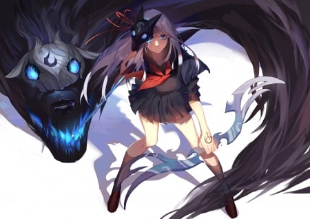 kindred - LoL, weapon, league of legends, wolf