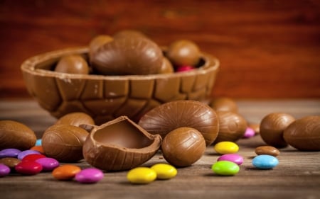 Happy Easter! - card, easter, dessert, food, sweet, egg, chocolate, basket