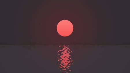 Sunset - red, pink, water, reflection, vector, sun, abstract, ripple sunset