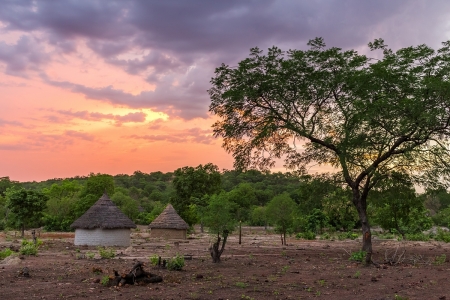 Africa - house, clouds, tree, africa