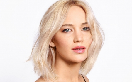 Jennifer Lawrence - face, pink, actress, blonde, girl, white, lips, woman, jennifer lawrence