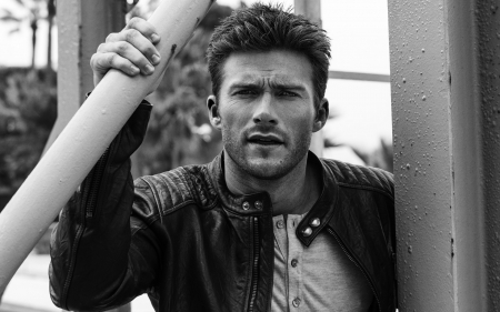 Scott Eastwood - white, male, man, hand, actor, bw, scott eastwood, black