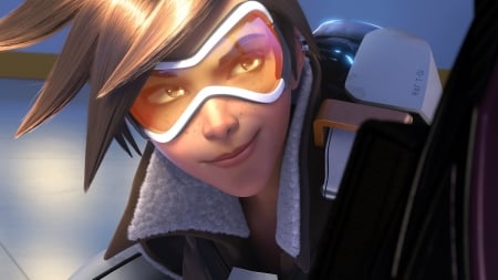 Tracer - game, fantasy, glasses, woman, girl, face, tracer