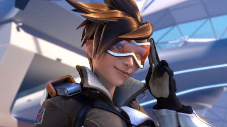 Tracer - game, fantasy, hand, glasses, woman, girl, face, tracer