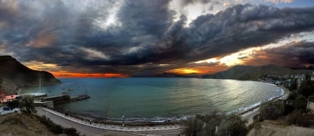 Dark clouds - cloud, lake, dark, nature