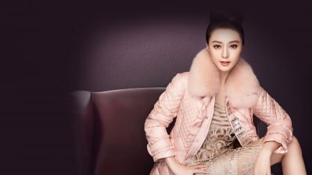 Fan Bingbing - winter, pink, model, fan bingbing, actress, girl, fur, asian, woman