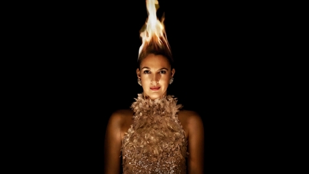 Drew Barrymore - woman, candle, actress, girl, black, fire, fantasy, creative, drew barrymore, flame, golden