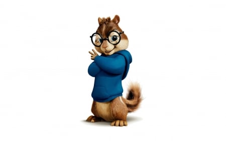 Alvin and the Chipmunks (2007) - glasses, movie, animation, alvin and the chipmunks, fantasy, white, blue, animal, cute