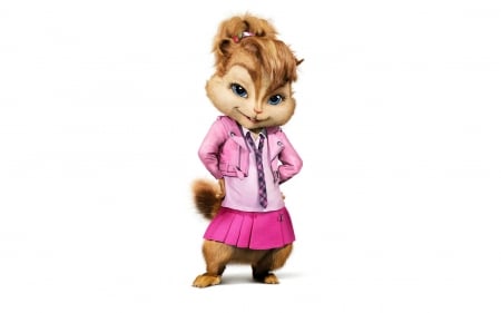 Alvin and the Chipmunks (2007) - pink, cute, alvin and the chipmunks, animation, girl, white, fantasy, poster, movie