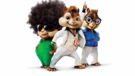 Alvin and the Chipmunks (2007) - movie, funny, animation, black, alvin and the chipmunks, fantasy, white, blue, green, cute