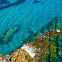 A snorkeller in the Mediterranean Sea at Cabo de Gata-Níjar Natural Park in Spain