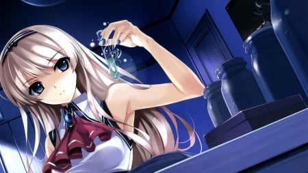 Lab - experiment, lab, anime girl, cute, blonde