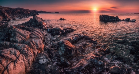 Sunset - sea view, clouds, sunset, nature, sea, sky