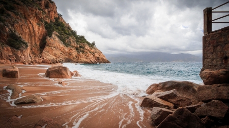 superb seaside - surf, rocks, cliffs, beach, sea, waves