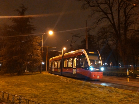 Tram Belgrade - night, park, belgrade, tram