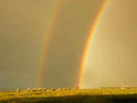 my front yard double rainbow - front, yard, rainbow, my