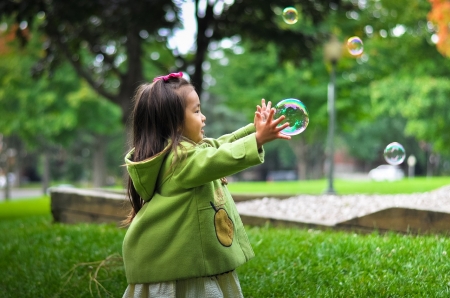 little Girl with Bubbles - gree, girl, people, chinese, bubbles, cute, kids, little