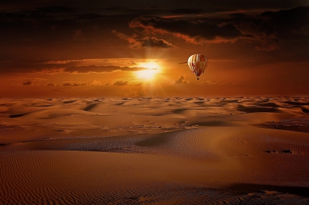 Hot Air Balloon - hot air, nature, desert, Balloon, adventure, sun