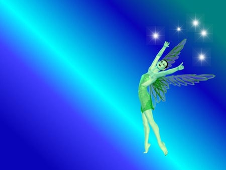 the green fairy - green, fairy, good-fairy, blue