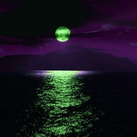 green moon w/ purple sky