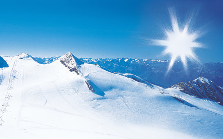 Beautiful Sun - white, winter, nature, beautiful, snow, summit, mountains, sun