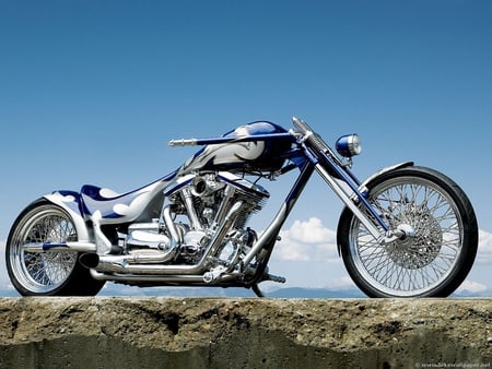 blue_chopper - chopper, bike, blue