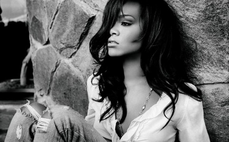 Rihanna - singer, black and white, artist, model