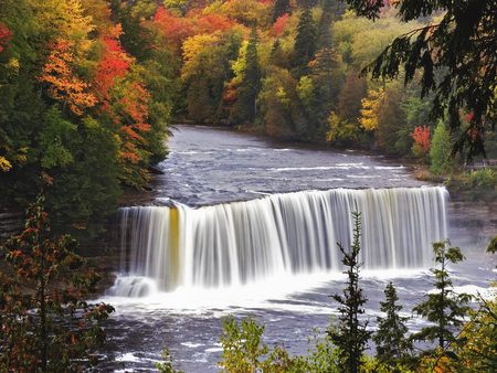 wonderful landscape - waterfalls, mountain