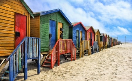 Colorful Cabins - colorful, nature, cabins, nice, South Africa, Beach