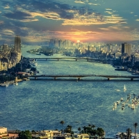 nile river panorama of cairo hdr