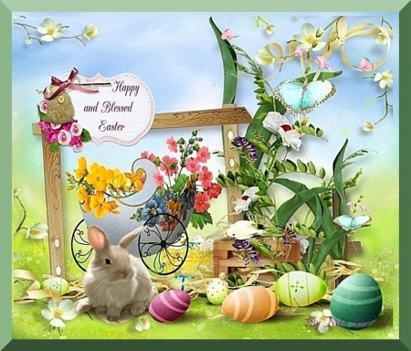 Easter - easter, other, spring, paint, eggs, chicks, little, colored, creative, plants, holidays, abstract, bunnies, vegetation, colors, flowers, preparations