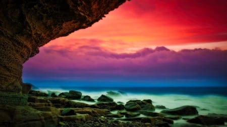 Coast - water, nature, coast, stones, sky