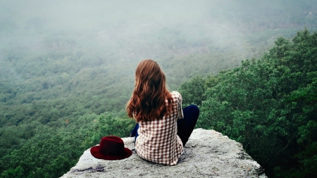 Dreamer - nature, mountains, girl, forests