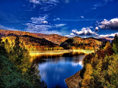 Summer Lake - nature, lake, trees, forest, clouds, mountains