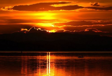 Red Sunset - clouds, sunset, nature, red, lake, reflection