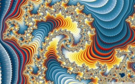 Spirals of time - fractal, time, abstract, yellow, luminos, blue, orange, spiral, texture