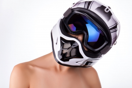 Beautiful girl with helmet - helmet, girl, posing, beautiful