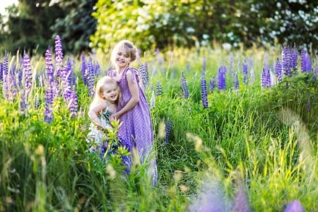 â™¥ - purple, lady, model, field, girl, abstract