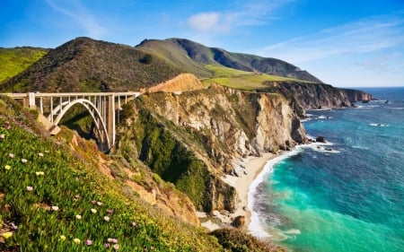 California Highway - water, cruising, road, travel, ocean, California, Highway, land, bridge