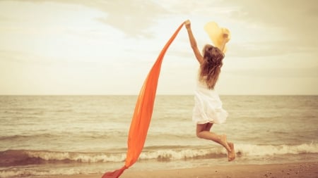 Wonderful Time - ocean, girl, pretty, happy