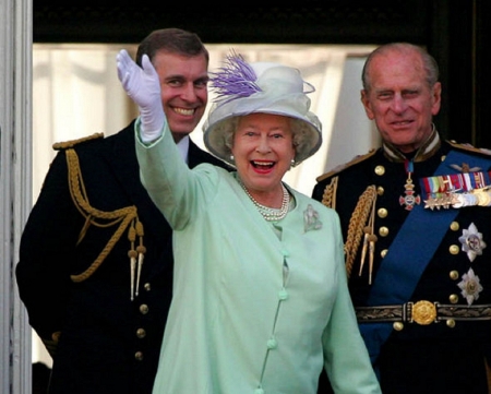 HM Queen Elizabeth II on her 90th Birthday - hat and dress, uniforms, matching lime green sherbert, medals