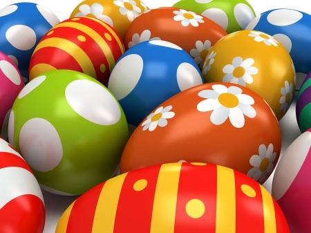 Happy Easter! - blue, orange, easter, colorful, red, green, egg, card, texture