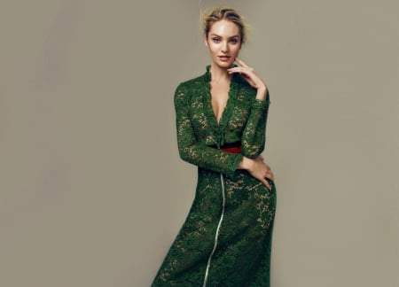 Candice Swanepoel - woman, green, model, girl, Candice Swanepoel