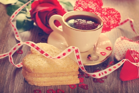 â™¥ - rose, cup, soft, heart-biscuits