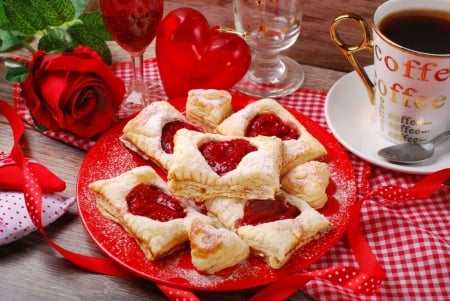 ♥ - abstract, rose, sweets, biscuits