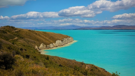 turquoise bay - turquoise, shore, bay, clouds