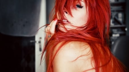 red head - red, woman, hair, model